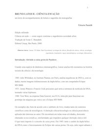 BRUNO LATOUR - CIÊNCIA EM AÇÃO um texto de acompanhamento de leitura e sugestões de monografias