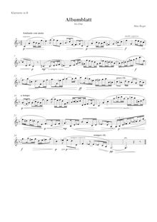 Partition clarinette (B♭), Albumblatt pour clarinette et Piano en E-flat major