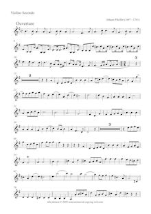Partition violons II, Ouverture en G major pour 2 hautbois, cordes et continuo