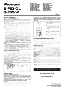 Notice Système d enceintes Pioneer  S-F52-W