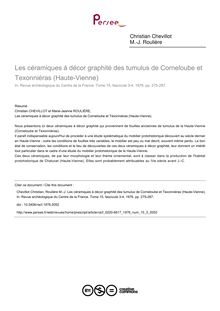 Les céramiques à décor graphité des tumulus de Corneloube et Texonniéras (Haute-Vienne) - article ; n°3 ; vol.15, pg 275-287