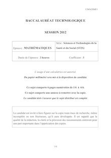 Bac 2012 ST2S Maths