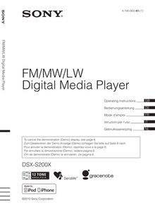 Notice Digital Media Player Sony  DSX-S200X