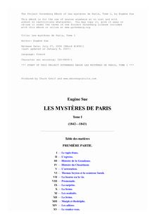 Les mystères de Paris, Tome I par Eugène Sue