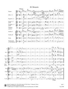 Partition , Menuetto: Presto, Symphony No.98 en B♭ major, Sinfonia No.98