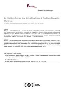 Le dépôt du Bronze final de La Rouillasse, à Soubise (Charente-Maritime) - article ; n°2 ; vol.67, pg 530-538