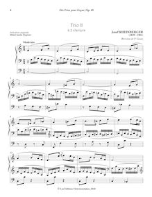 Partition No.2 Trio en C major, 10 Trios pour orgue, Rheinberger, Josef Gabriel