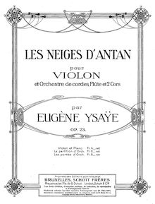 Partition violon et partition de piano, Les Neiges d antan, Op.23