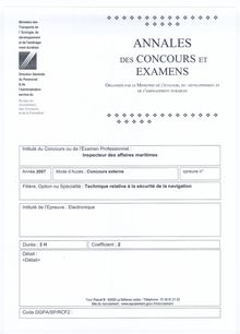 Electronique 2007 Concours Externe Inspecteur des Affaires Maritimes