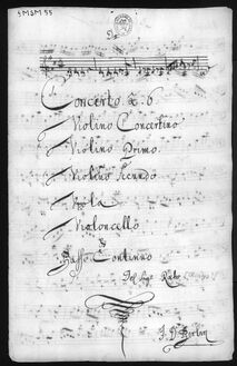 Partition Cover page, Concerto â 6, D Major, Ræhs, Christian