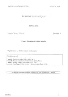 Sujet du bac ES 2004: Francais