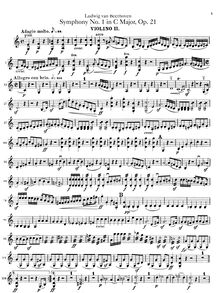 Partition violons II, Symphony No.1 en C, Op.21, C major, Beethoven, Ludwig van
