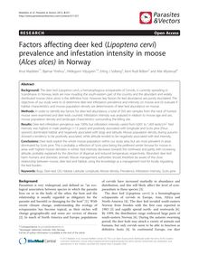 Factors affecting deer ked (Lipoptena cervi) prevalence and infestation intensity in moose (Alces alces) in Norway