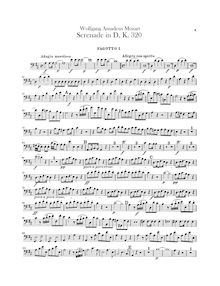 Partition basson 1, 2, Serenade, Serenade No.9 ; Posthorn Serenade