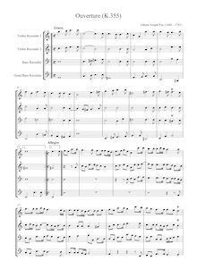 Partition complète, Overture en G minor, K.355, Fux, Johann Joseph