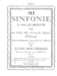Partition viole de gambe, 6 corde quatuors, G.159-164 (Op.2), Boccherini, Luigi