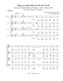 Partition chœur score, Sing ye unto pour Lord our God, Stubbs, Simon