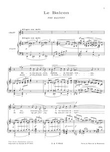 Partition complète, 5 poèmes de Baudelaire, Debussy, Claude