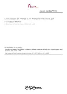 Les Écossais en France et les Français en Écosse, par Francisque Michel.  ; n°1 ; vol.23, pg 455-455