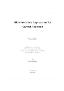 Bioinformatics approaches for cancer research [Elektronische Ressource] / von Christina Backes