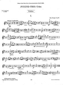 Partition de violon, Jugend Piano Trio, G Major, Burger, Max