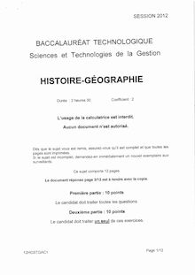 Sujet du bac serie STG 2012: Histoire- géographie-antilles-guyane
