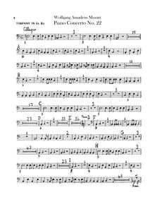 Partition timbales, Piano Concerto No.22, E♭ major, Mozart, Wolfgang Amadeus par Wolfgang Amadeus Mozart