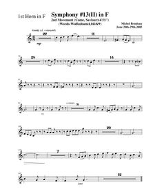 Partition cor 1 (F), Symphony No.13  Chistmas Symphony , F major par Michel Rondeau