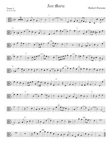 Partition ténor viole de gambe 1, alto clef, Ave Maria, Parsons, Robert