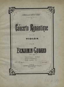 Partition couverture couleur, Concerto romantique, Op.35, Godard, Benjamin