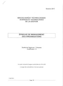 Sujet du baccalauréat STG session 2011: Management des Organisations (8 pages)