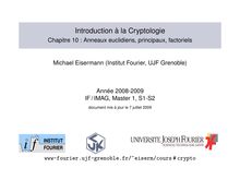 Introduction a la Cryptologie Chapitre Anneaux euclidiens principaux factoriels