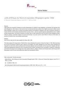 Juifs d Afrique du Nord et expulsés d Espagne après 1492 - article ; n°1 ; vol.210, pg 49-90