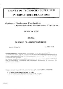 Mathématiques I 2008 BTS Informatique de gestion