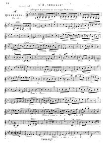 Partition violon 2, corde quintette No.4, Op.17, Onslow, Georges