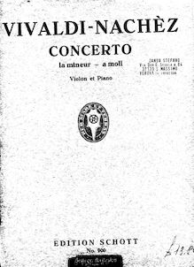 Partition complète et , partie, violon Concerto en A minor, RV 356