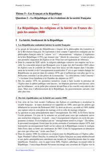 Cours sur les Français et la République - histoire géo pour les classes de première