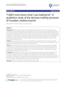 “I didn’t even know what I was looking for”: A qualitative study of the decision-making processes of Canadian medical tourists