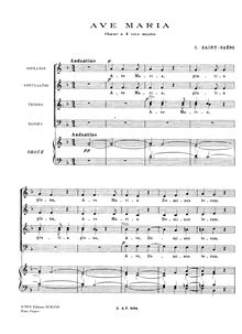 Partition complète, Ave Maria, Op.145, F, Saint-Saëns, Camille