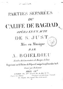 Partition clarinette 1, Le calife de Bagdad, Opéra comique en un acte