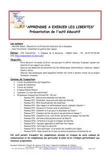 "APPRENDRE A EXERCER LES LIBERTES" Présentation de l outil ...
