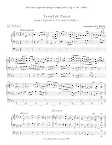 Partition , Verset et Amen pour l’hymne «Ave maris stella», Pièces dans différents styles, Opp.15-20, 24-25, 33, 40, 44-45, 69-72, 74-75