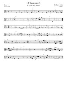 Partition ténor viole de gambe 2, alto clef, pavanes pour 5 violes de gambe par Richard Mico