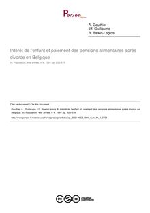 Intérêt de l enfant et paiement des pensions alimentaires après divorce en Belgique - article ; n°4 ; vol.46, pg 855-879