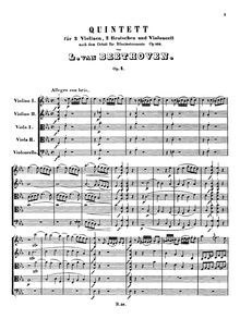 Partition , Allegro con brio, corde quintette No.1, Op.4 (after pour Octet Op.103)