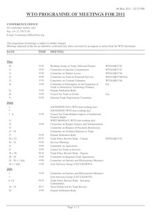 WTO PROGRAMME OF MEETINGS FOR 2011