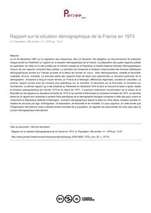 Rapport sur la situation démographique de la France en 1973 - article ; n°1 ; vol.30, pg 13-47