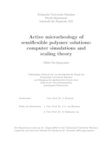 Active microrheology of semiflexible polymer solutions [Elektronische Ressource] : computer simulations and scaling theory / Nikita Ter-Oganessian