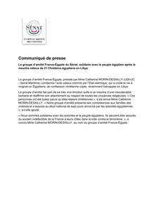 Exécution des otages égyptiens - Le groupe d’amitié France-Égypte du Sénat, solidaire avec le peuple égyptien 