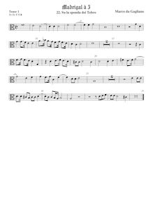 Partition ténor viole de gambe 1, alto clef, Il quinto libro de madrigali a cinque voci